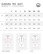 Club Womens Tri Suit Sleeved Sizing