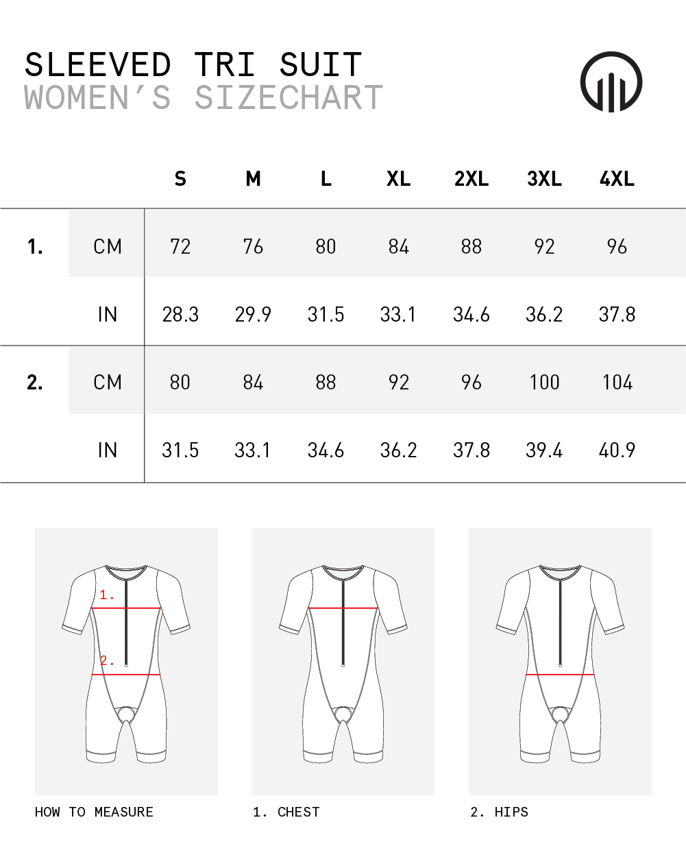 Club Womens Tri Suit Sleeved Sizing
